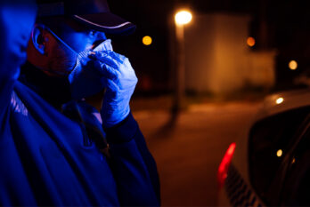 Officer wearing a surgical mask