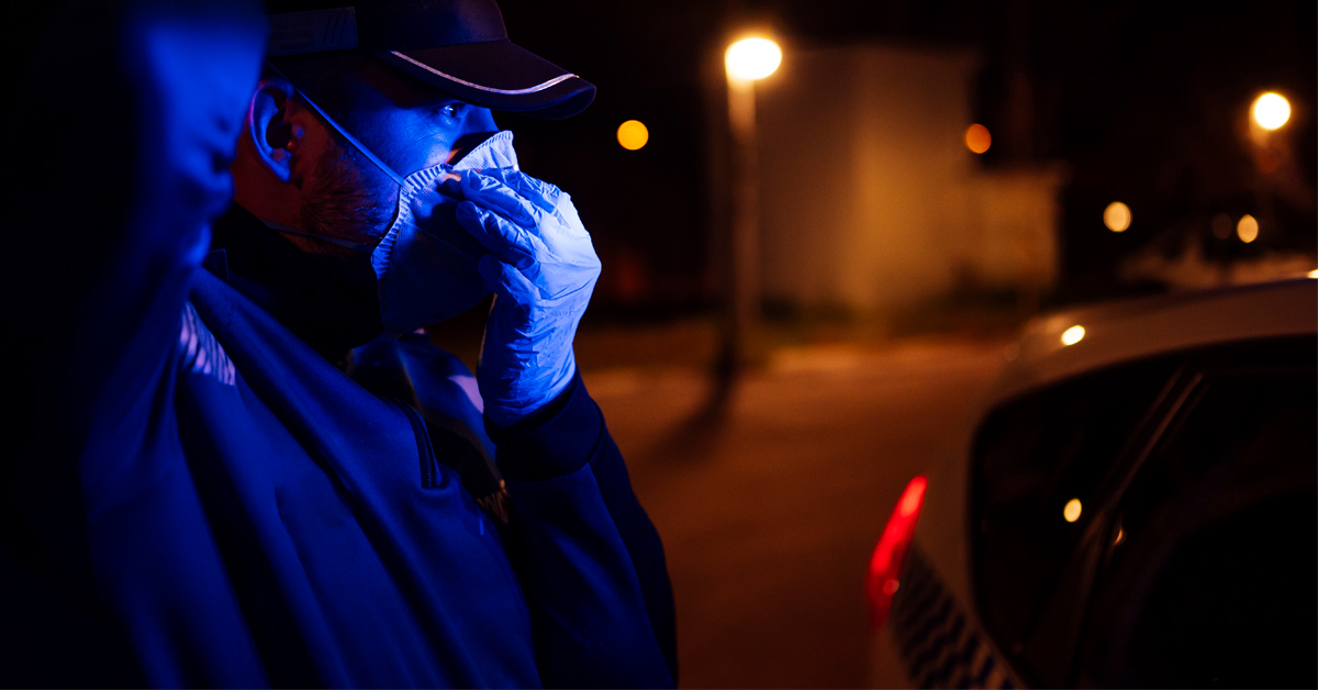Officer wearing a surgical mask