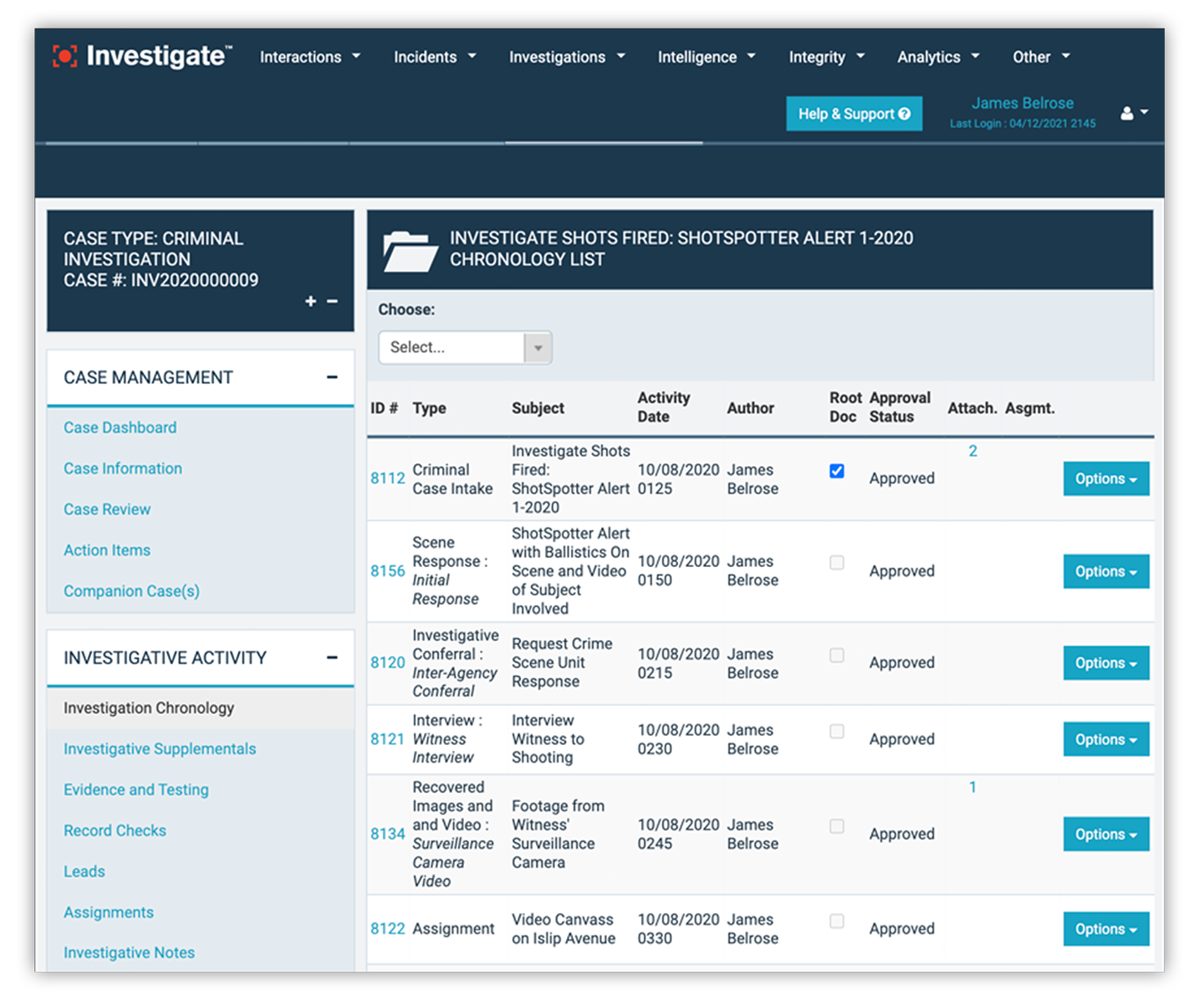<strong>2. Organize Instantly</strong>

Automatically create a searchable, chronological case index and guide investigations with pre-configured, customizable checklists to ensure consistency with agency standards.
